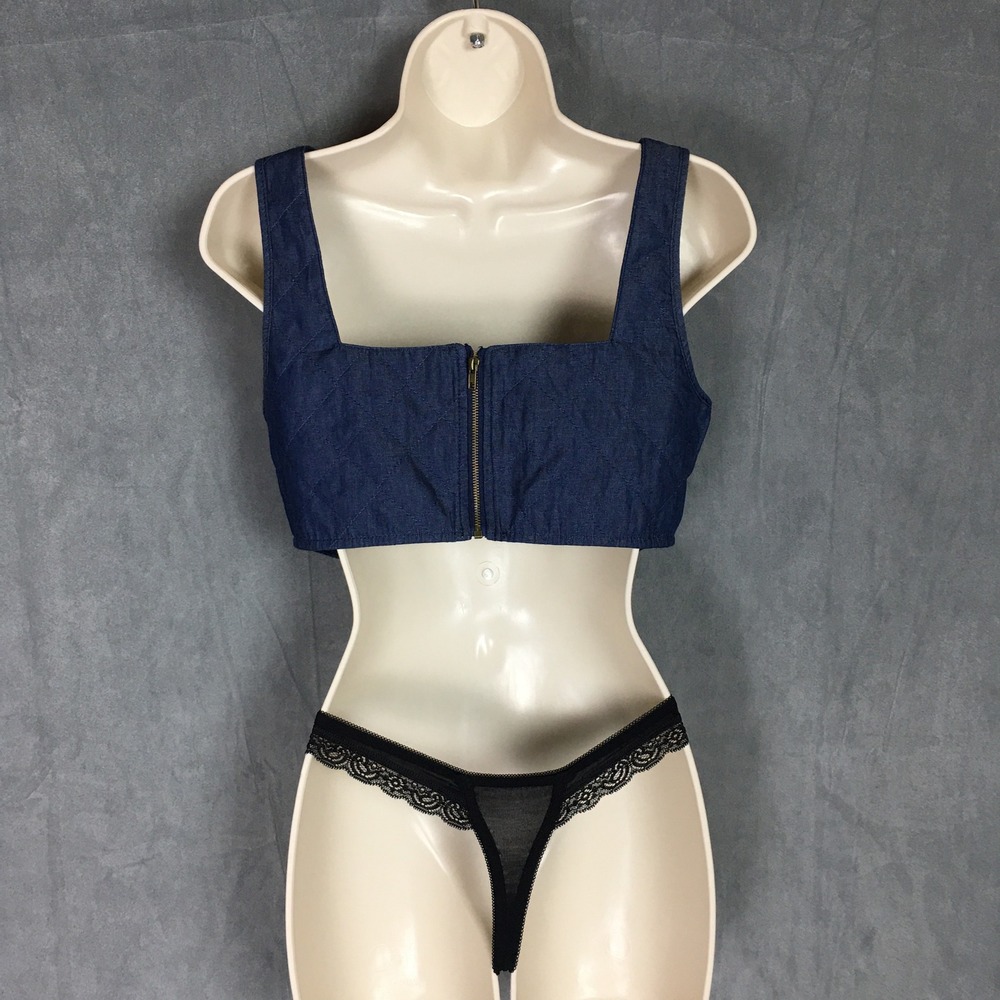 NWOT Lioness Blue Denim Corset Tank Top S Sleeveless Bodice Summer‎ Punk Rock - Picture 5 of 16